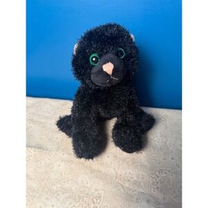 Ganz Webkinz Black Cat Plush Green Eyes Stuffed Animal W Paw No Code